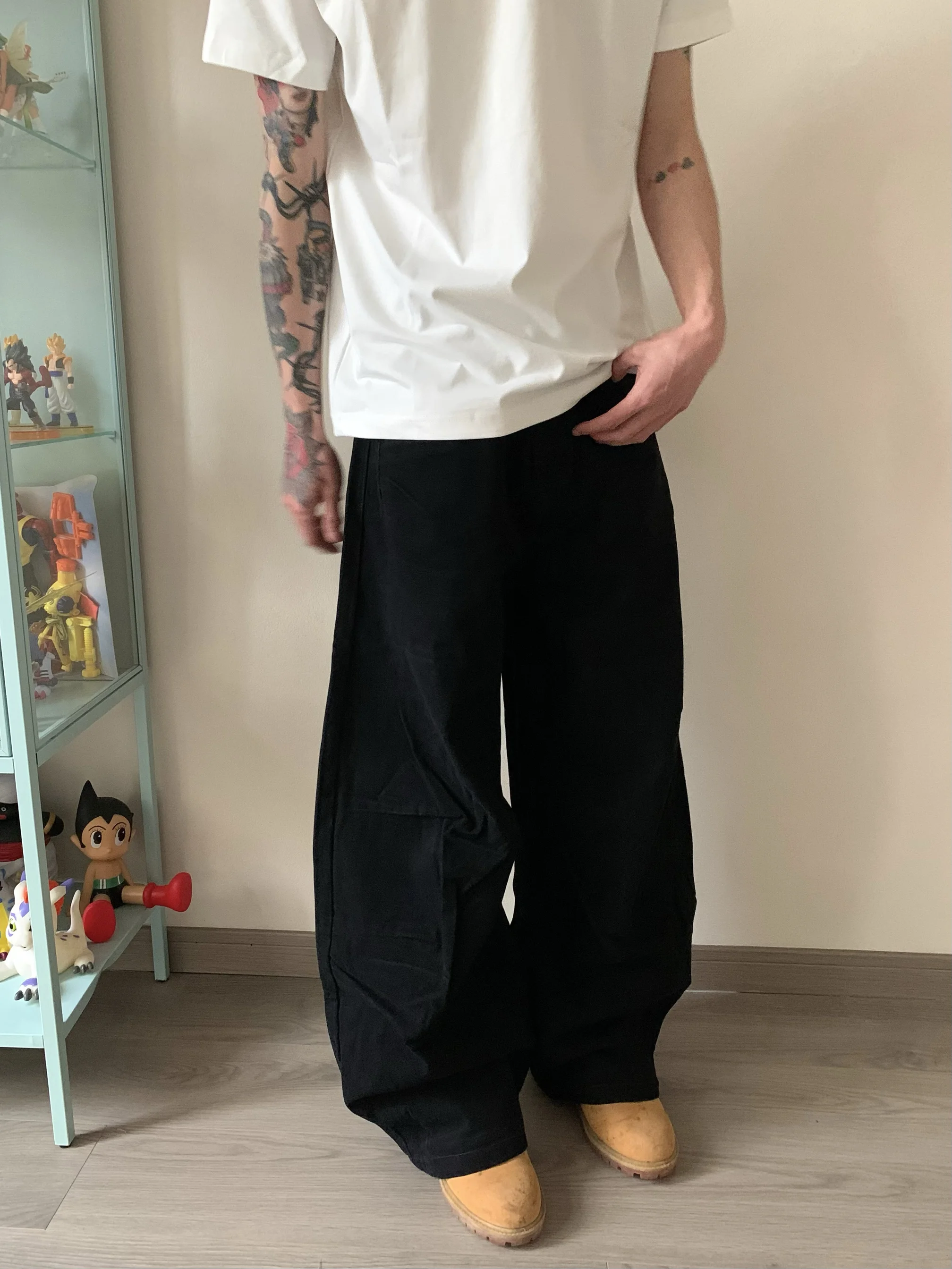 

New American Retro Pure Color Pleated Knife ape Casual Work Pants Men's Straight Leg Pants Summer Youth Faion Wide Leg Pants