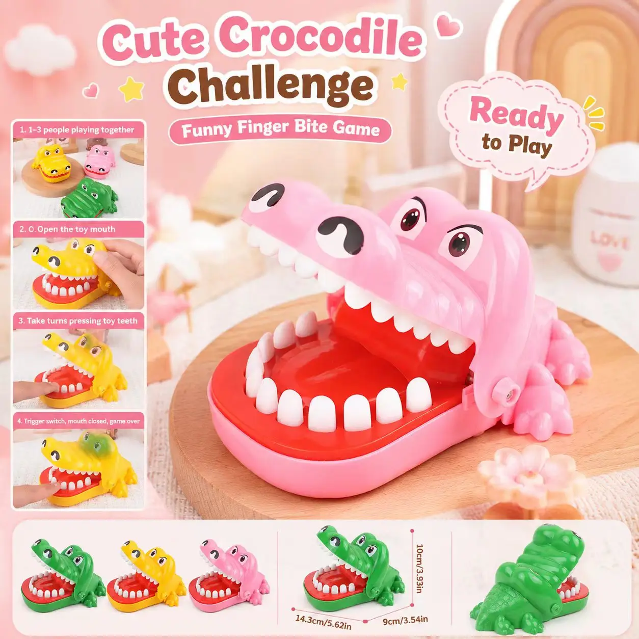 3 Colors Available Crocodile Bite Finger Toy Kids Dentist Pull Teeth Game Parent-child Interactive Prank Trick Toy Family Party