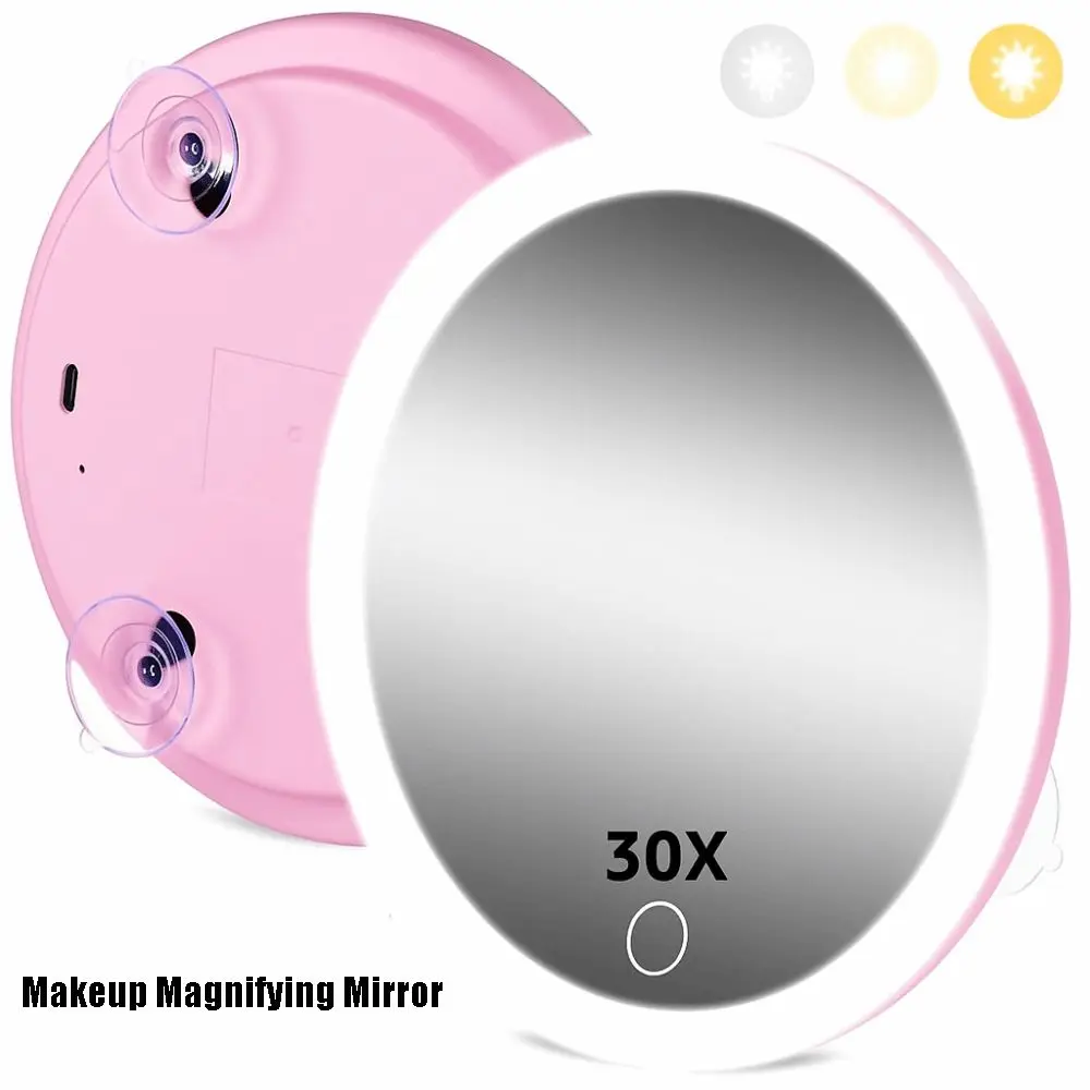 30X Makeup Magnifying Mirror 6inch with 3 Suction Cups Travel Magnified Mirror Handheld Mounting Vanity Mirror
