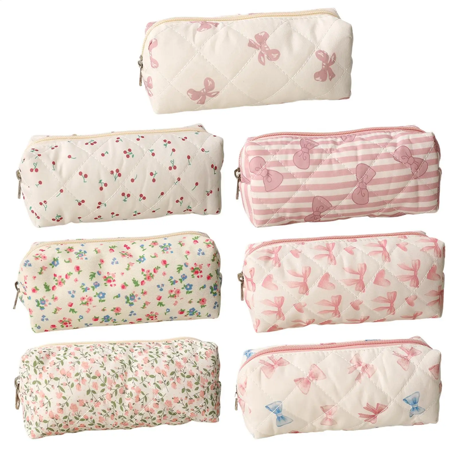 Cute Floral Bow Pencil Pouch Large Capacity Zipper Case for Pens & Supplies, Stylish School Organizer for Girls Teens