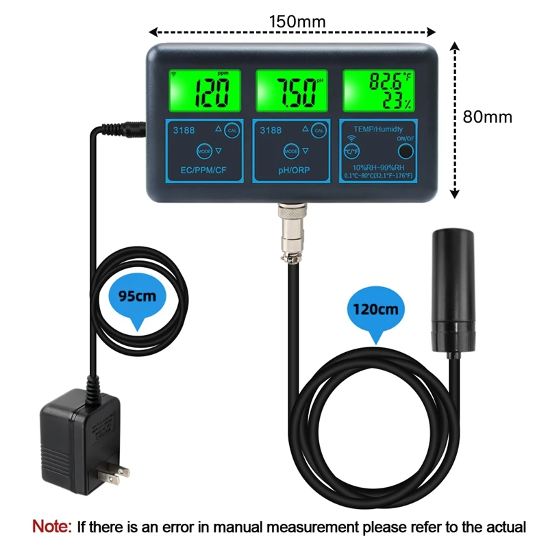 Tuya Wifi 7 In 1 Water Quality Tester Multi-Parameter Water Analyzer Digital PH/ORP/EC/Temperature Monitor Meter