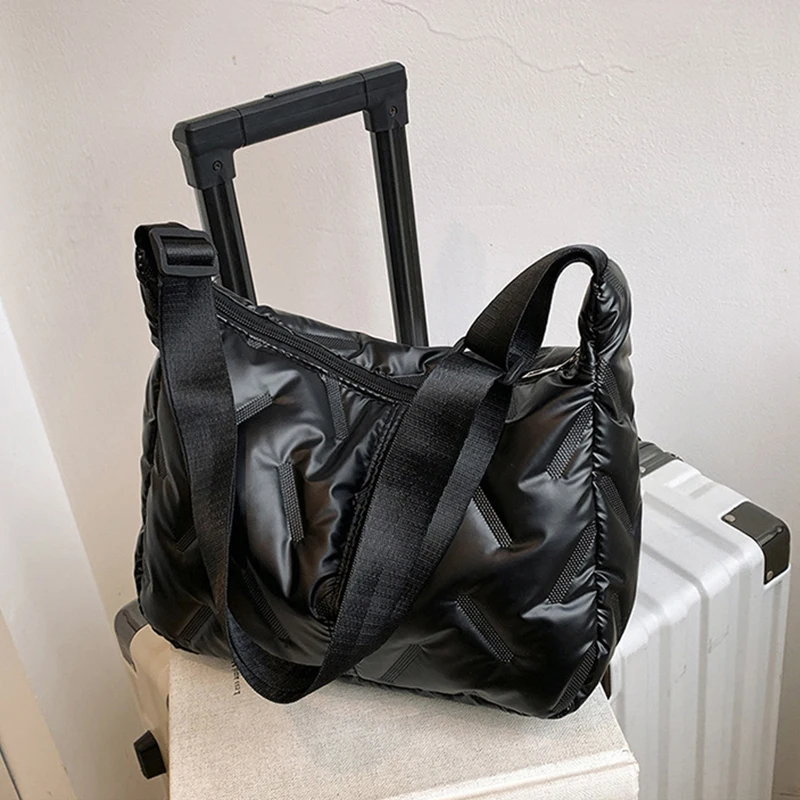 Mode Puffy Hobo Bag Daunen Tote Handtaschen Frauen Stepp Tote Tasche Große Kapazität Gepolsterte Schulter Tasche Casual Winter Pendeln Tasche – Detail 29