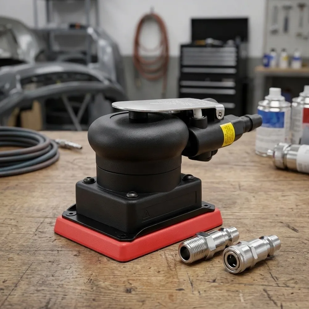 Square Air Grinder 75x100mm Compatible with Standard Air Systems via 1/4 NPT Inlet for Steady Polishing Operations