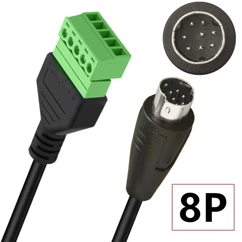 S-Video Mini DIN 8P Male to 5P Green Solder Free Terminal Adapter Wire Universal PLC Programming Pure Copper Data Cable 30cm