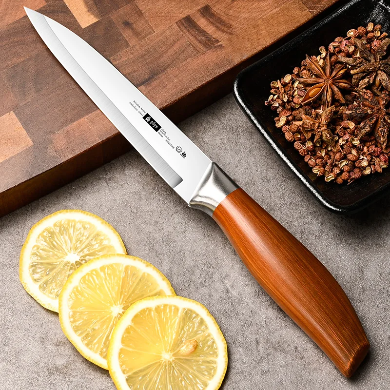 High-end kitchen special imitation wood handle fruit knife, Seiko chef sharp stainless steel meat slicing knife accessories