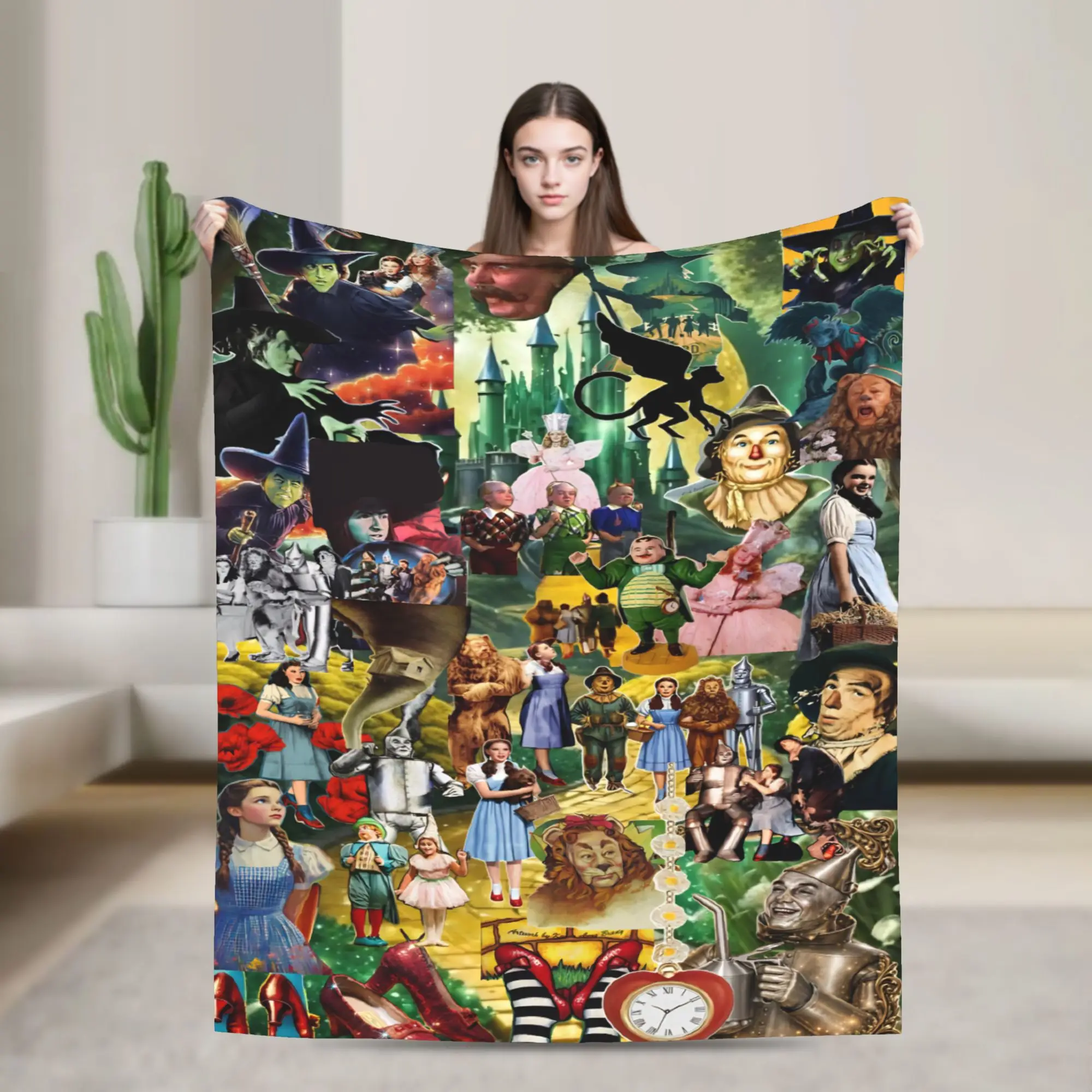 Wizards of Ozs Movie Blanket Cover Flannel Cowardly Dorothy Tin Toto Warm Throw Blanket for Bedding Couch Bedroom Quilt