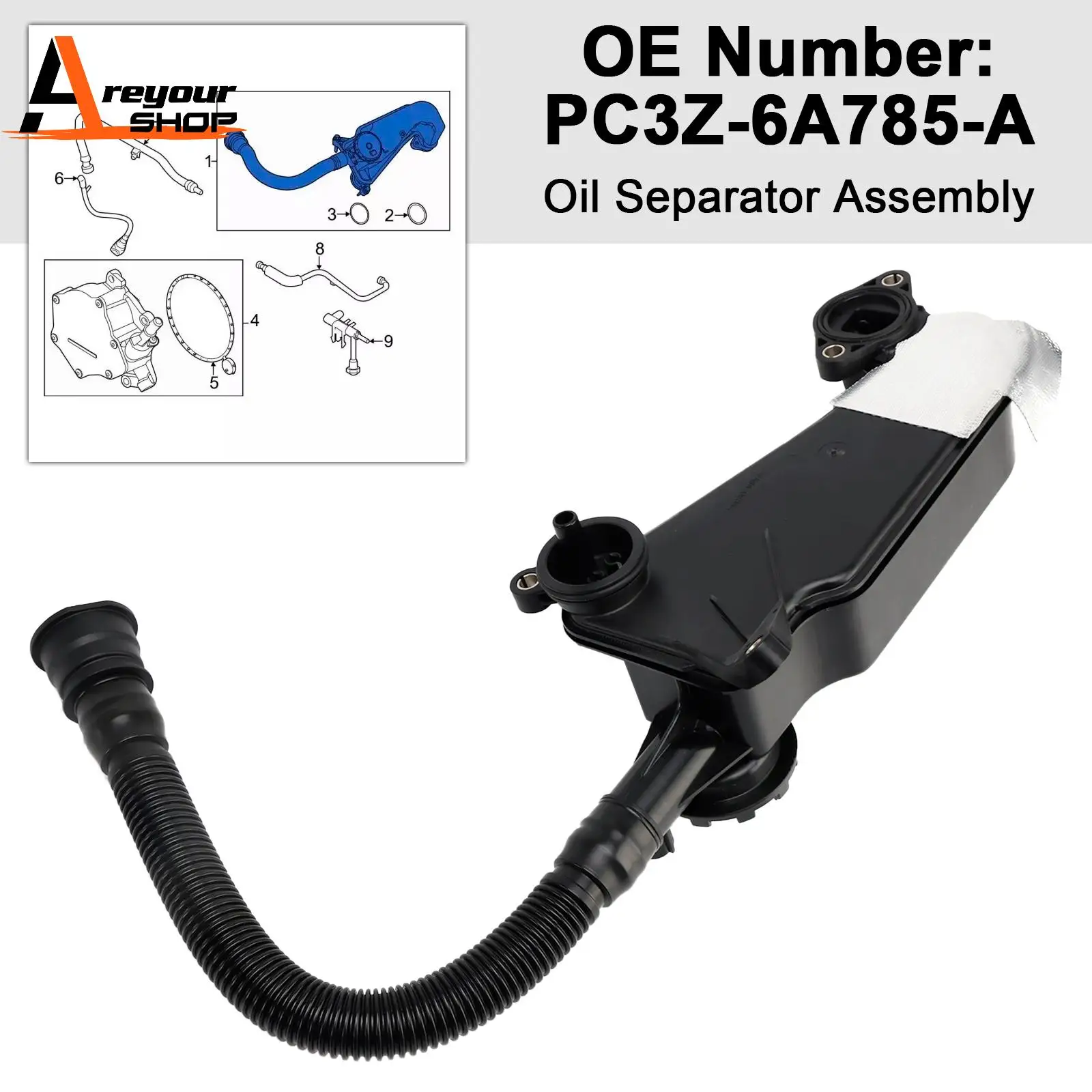 

PC3Z-6A785-A Oil Separator Assembly for Ford F-250 Super Duty 6.7L Diesel 2023-2024