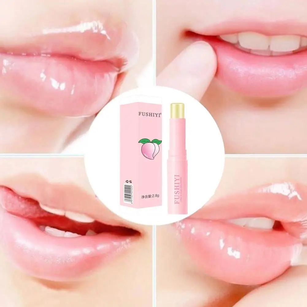 Pfirsich Lippen balsam feuchtigkeit spendend hydratisiert lang anhaltende Lippen pflege Werkzeuge Temperatur änderung Farbe Lippenstift bilden Hautpflege kosmetik