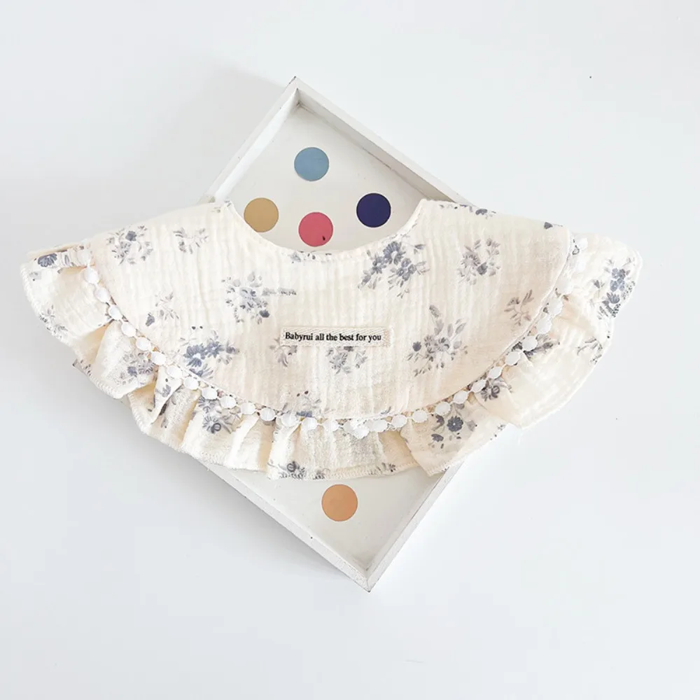 

Sweet Feeding Baby Cotton Bibs Princess Floral Baby Drooling Bibs Round Neck INS Saliva Towel Cloths Infant