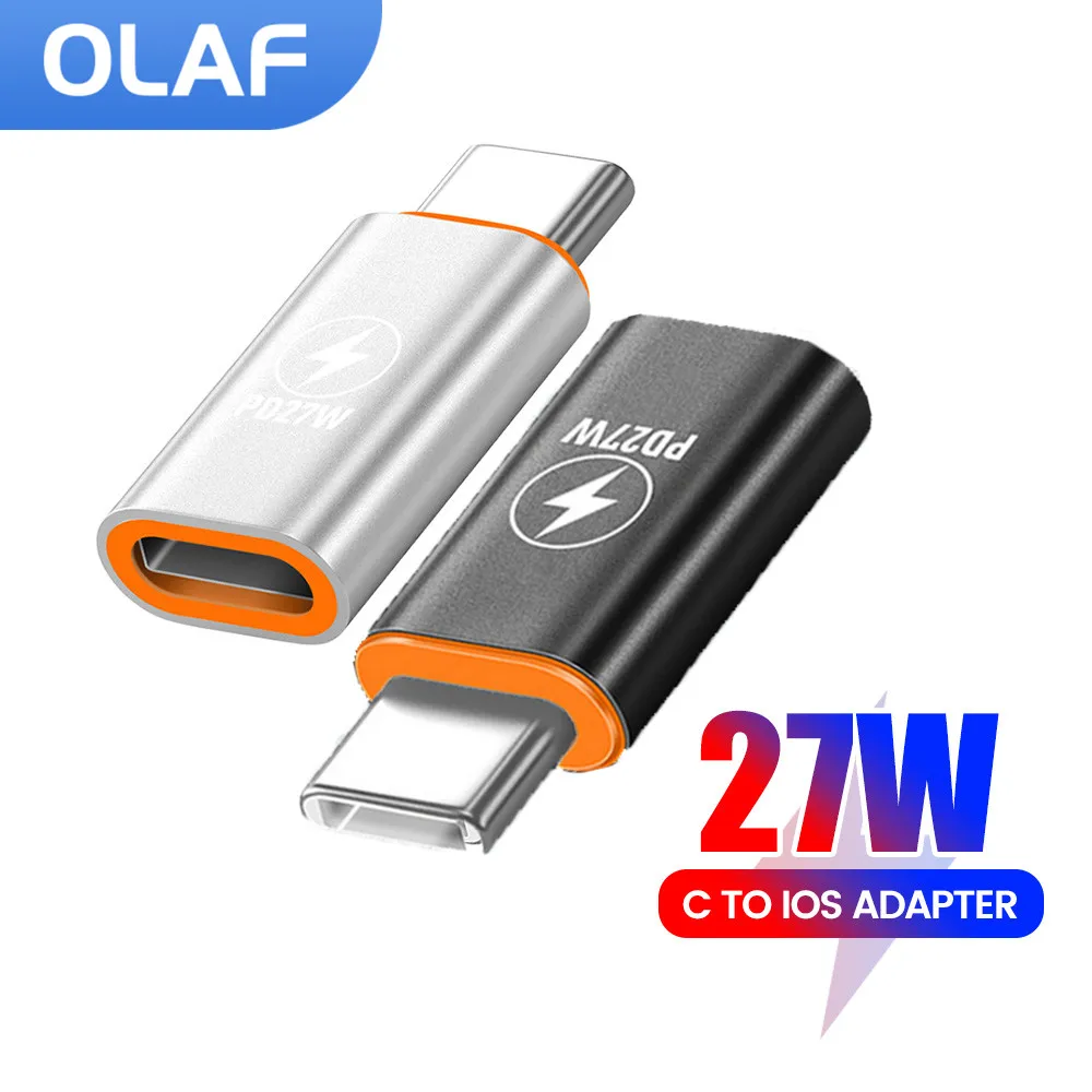 27w tipo c para adaptador relâmpago tipo c adaptador para ios fêmea adaptador de carregamento rápido conversor usb c para iphone 15 16