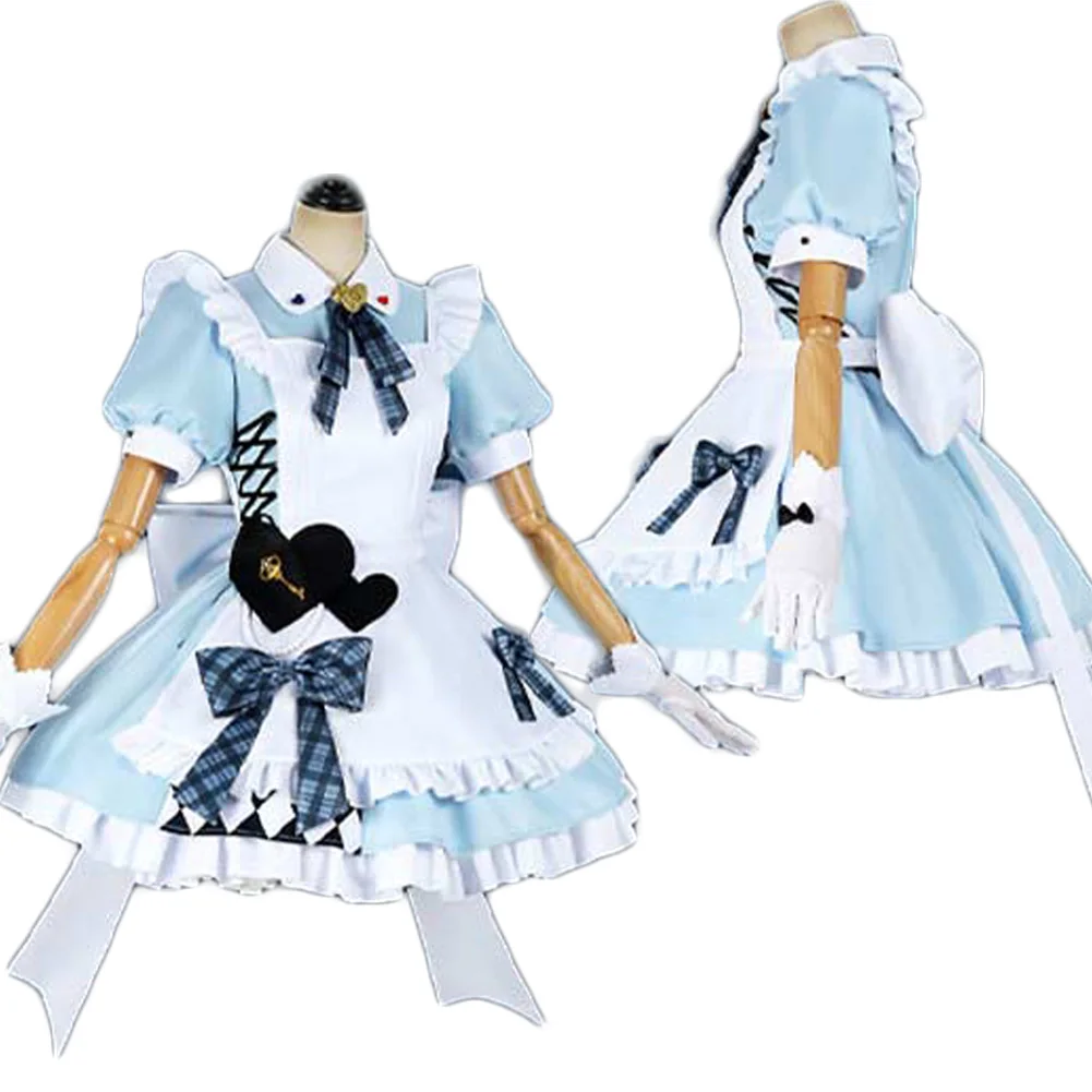 Anime LoveLive Muse Cosplay Blue Dress Accessories Outfits Maid Costume Women Disguise Halloween Carnival Party Roleplay Suits