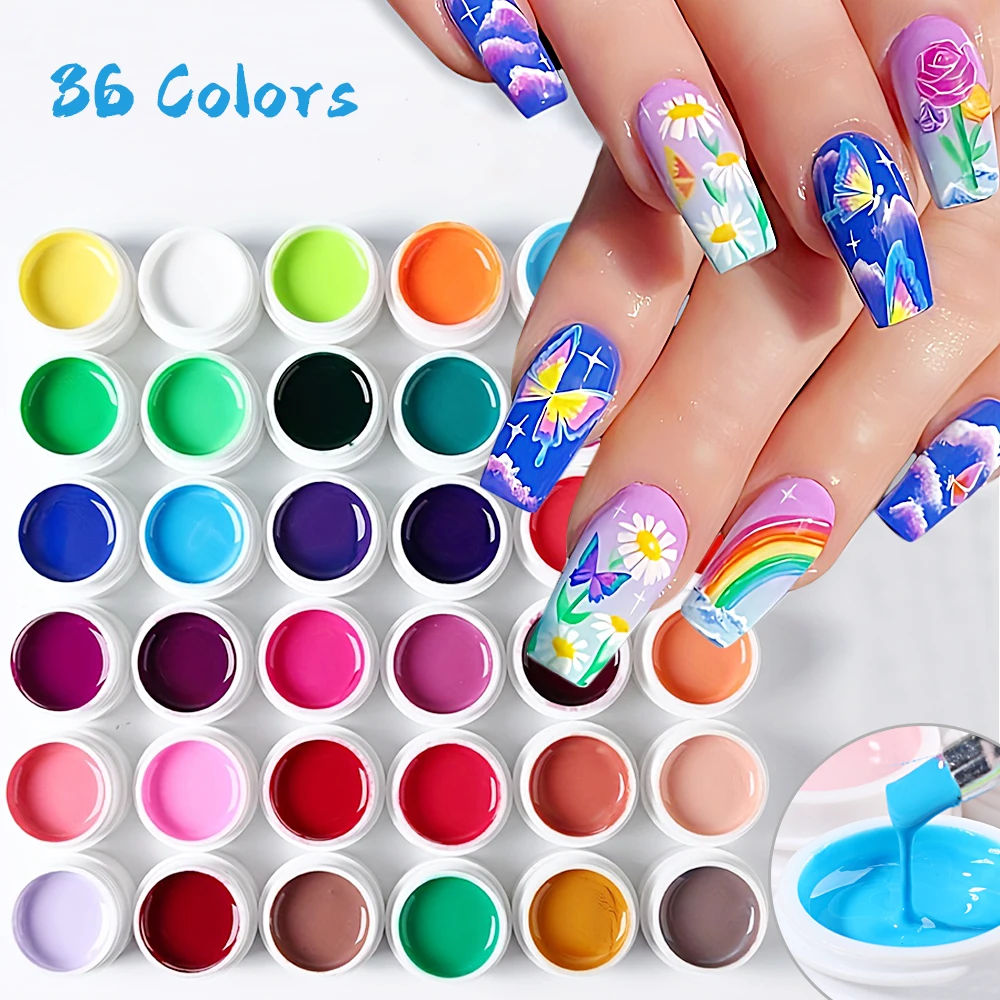 36pcs/Set 8ml Colorful Nail Gel Polish DIY Painting Nail Art Semi Permanent Varnishes Soak Off UV LED Gel Nail Polish Lacquer