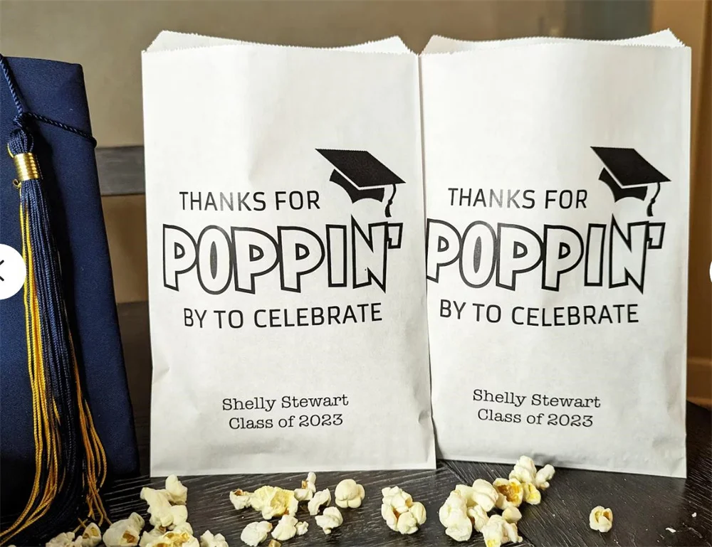 50 Graduation Party Decor, Graduation Favor Bags, Graduation Party, Popcorn Bags, Goodie Bags, Graduation Favors,