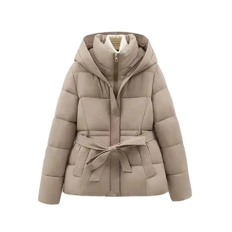 High-Quality Down Cotton-Padded Jacket Women\'s Parkas Winter New Fashion Warm Cotton Coat Waist Hooded Outwear Bread Tops Female