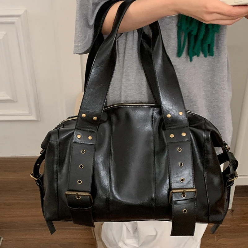 

Vintage Women Tote Bags 2026 Trend Quality Luxury PU Leather Designer Bolsas Femininas Retro Large Capacity Ladies Boston Bag