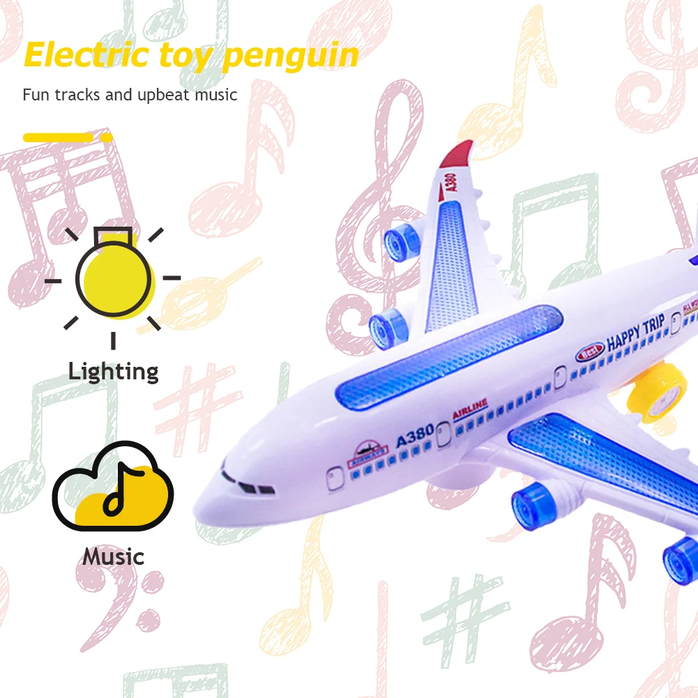 Colorful Light Music Airplane Electronic Universal Mechanical Gear Model Plane