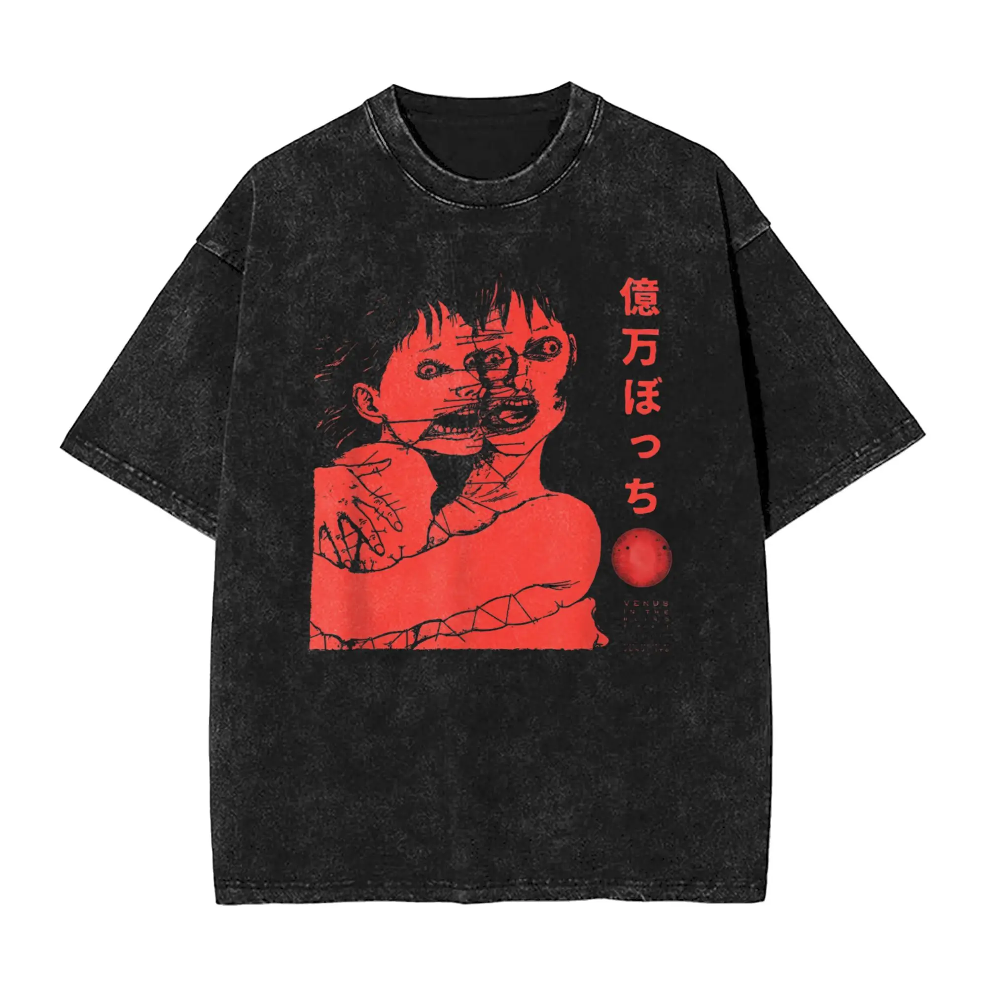 

Мужская футболка Junji Ito с комиксами, потертые футболки в стиле хип-хоп, летние футболки с винтажным узором, хлопковая одежда, Лидер продаж