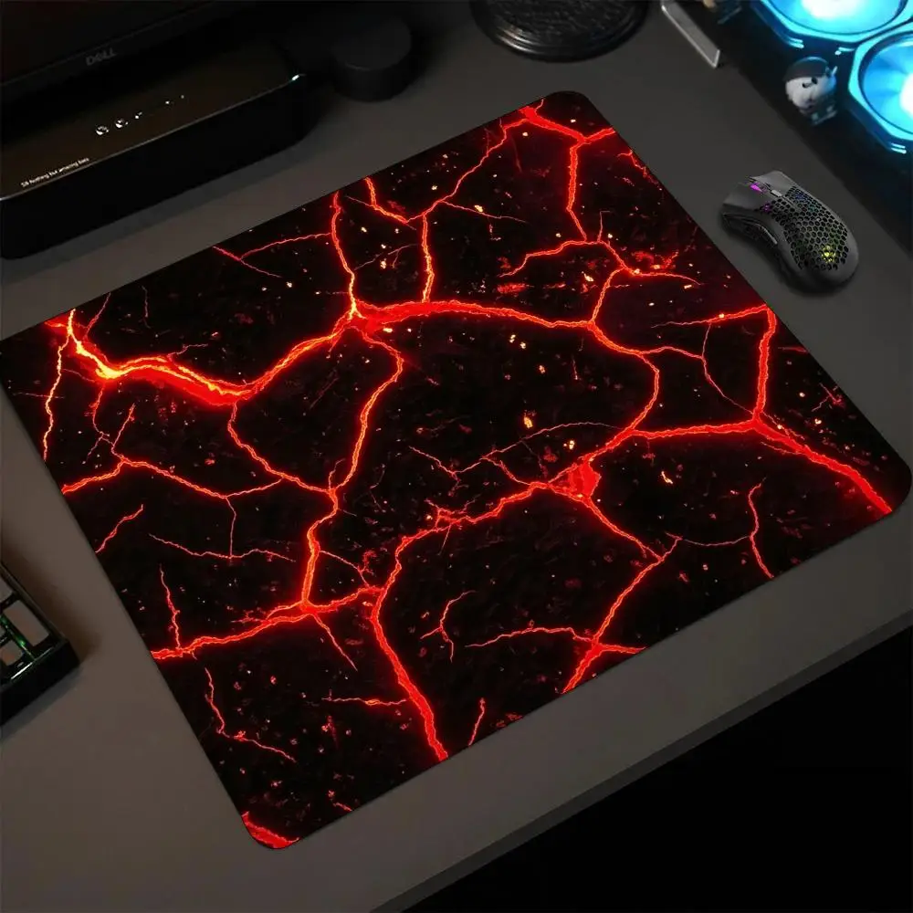 Lava Crack Glowing Volcano Theme Square Mouse Pad Non‑Slip Rubber Desk Mat Keyboard Pad For Office Laptop Gaming Setup