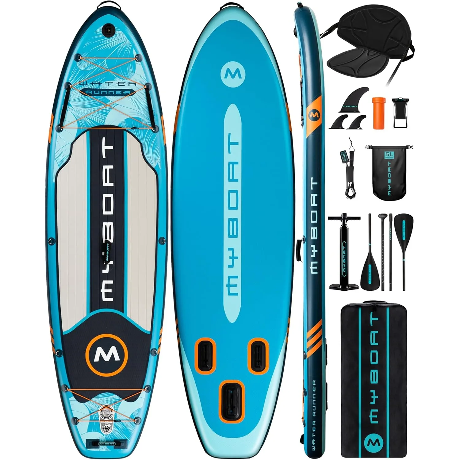 

11'6"×34"×6" Extra Wide Inflatable Paddle Board, Stand Up Paddle Board for Fishing, Sup Board w/ 3 Removable Fins, Dual Bungees