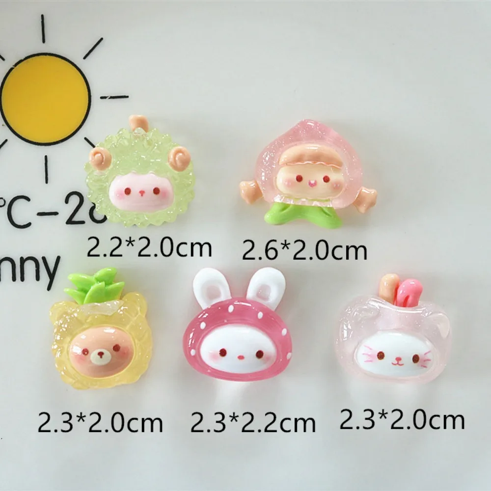 10pcs Mini Kawaii Resin Rabbit Apple Flat Back Cabochons Scrapbook Diy Party Hairpin Accessories Home Decoration Craft
