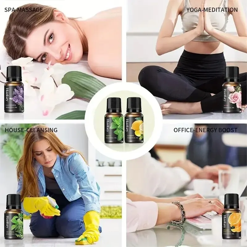 6-soorten biologische etherische oliën, aromatherapie etherische olieset voor luchtbevochtigers, massage, aromatherapie, kaarsen maken, huid