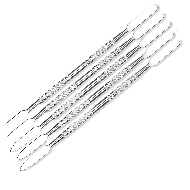 5pcs Nail Art Brushes Set For Manicure UV Gel Pen 2 IN 1 Dual Ended Stainless Steel Painting Drawing Carving Extension Brush