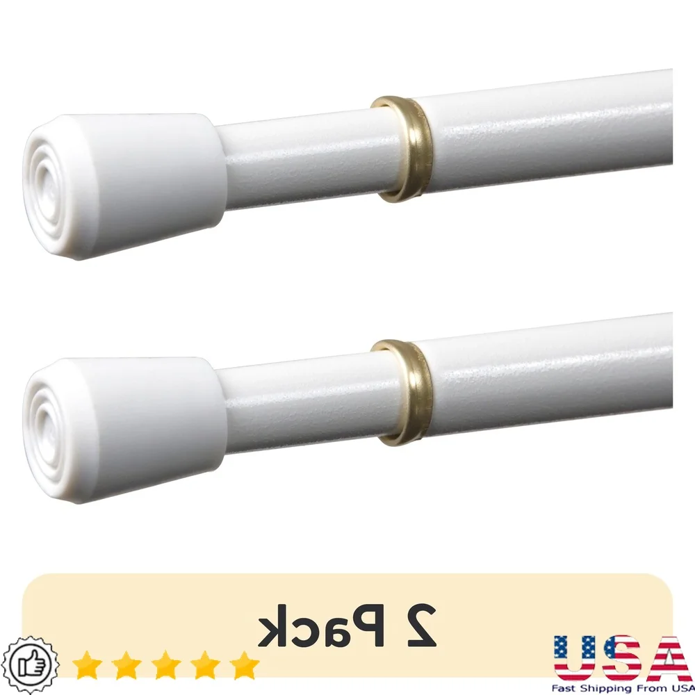 

Регулируемые карнизы с пружинным натяжением, 2 шт., без установки инструментов, резиновые концы без царапин, выдвижные от 28 до 48 дюймов, белые