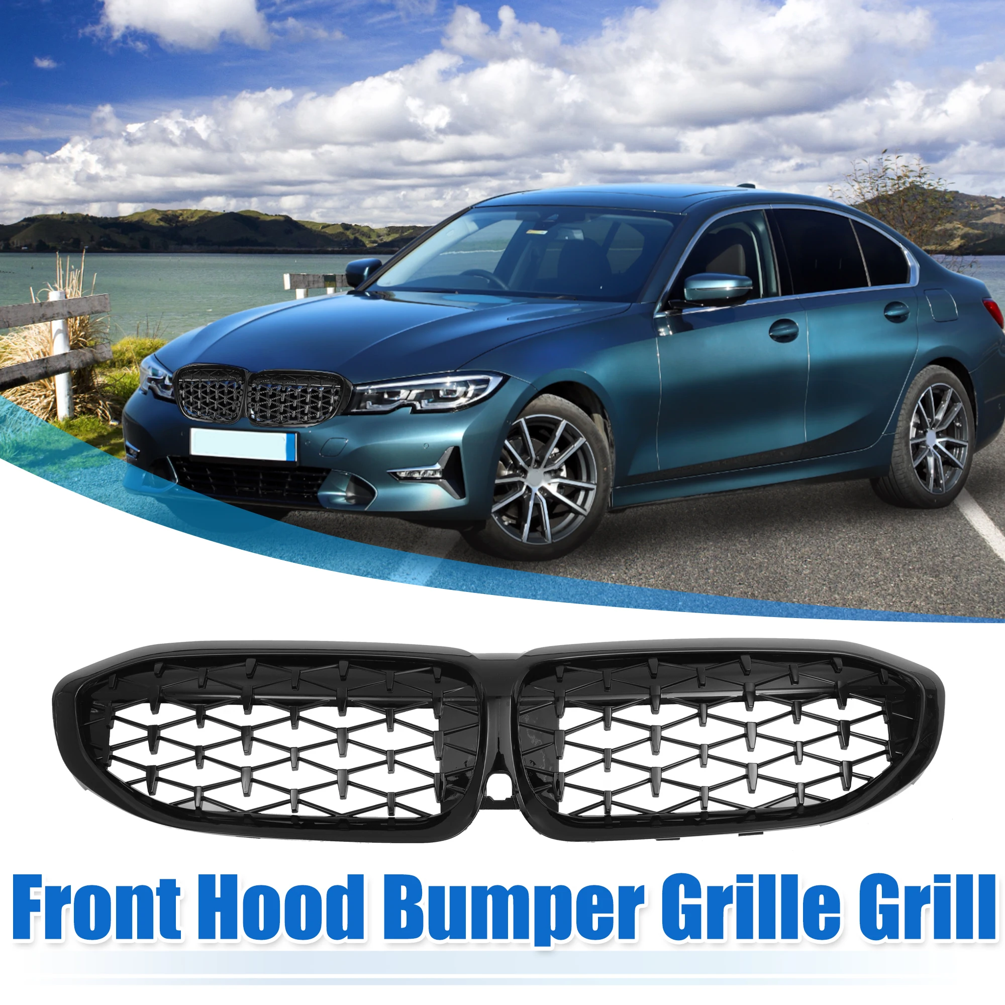 UXCELL Front Hood Bumper Grille Grill for BMW 3 Series G20 2019 2020 2021 2022 2023 51138072085 Black