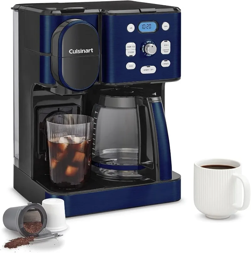 

Coffee Maker, 12-Cup Glass Carafe, Automatic Hot & Iced Coffee Maker, Single Server Brewer, Navy Blue, SS-16