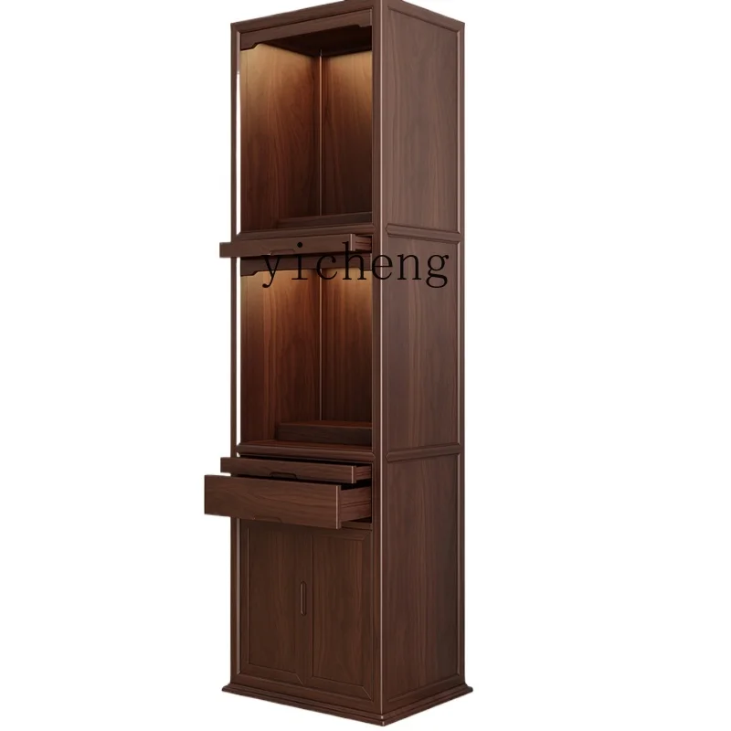 

XL Solid Wood Altar Cabinet Double-Deck Home Buddha Shrine Shrine New Chinese Style Clothes Closet with Door Buddha Cabinet