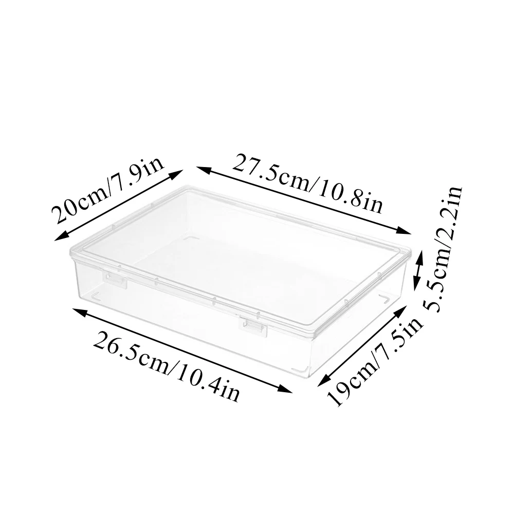 Plastic Document Organizer Organized Clear Square Shape Storage Box A4 Organizing Box Transparent Desktop Document Storage Case