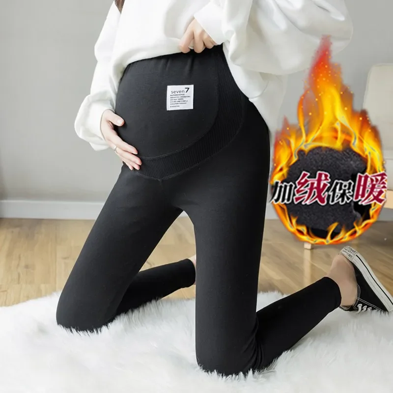 

Winter Autumn Pregnancy Pregnant Women Leggings Mother Pants Warm Velvet Nursing Abdomen Clothes for Maternity Skinny Capris