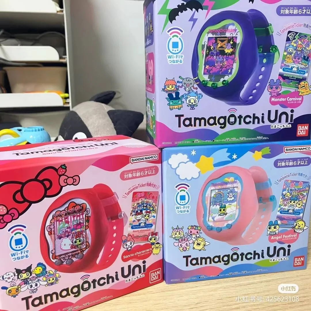 In Stock Bandai Tamagotchi Uni Sanrio Uni Angel Devil Tama Wifi Electronic Pet Machine Watch Gaming Networking Game Toy Gifts