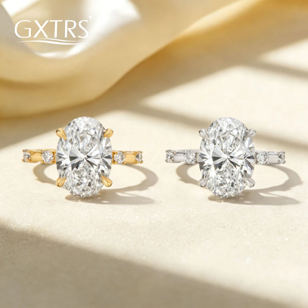 

GXTRS 2CT Real Moissanite Ring Sets For Women Men S925 Silver Oval/Marquise Cut Lab Diamond Wedding Band 18K Plated Fine Jewelry