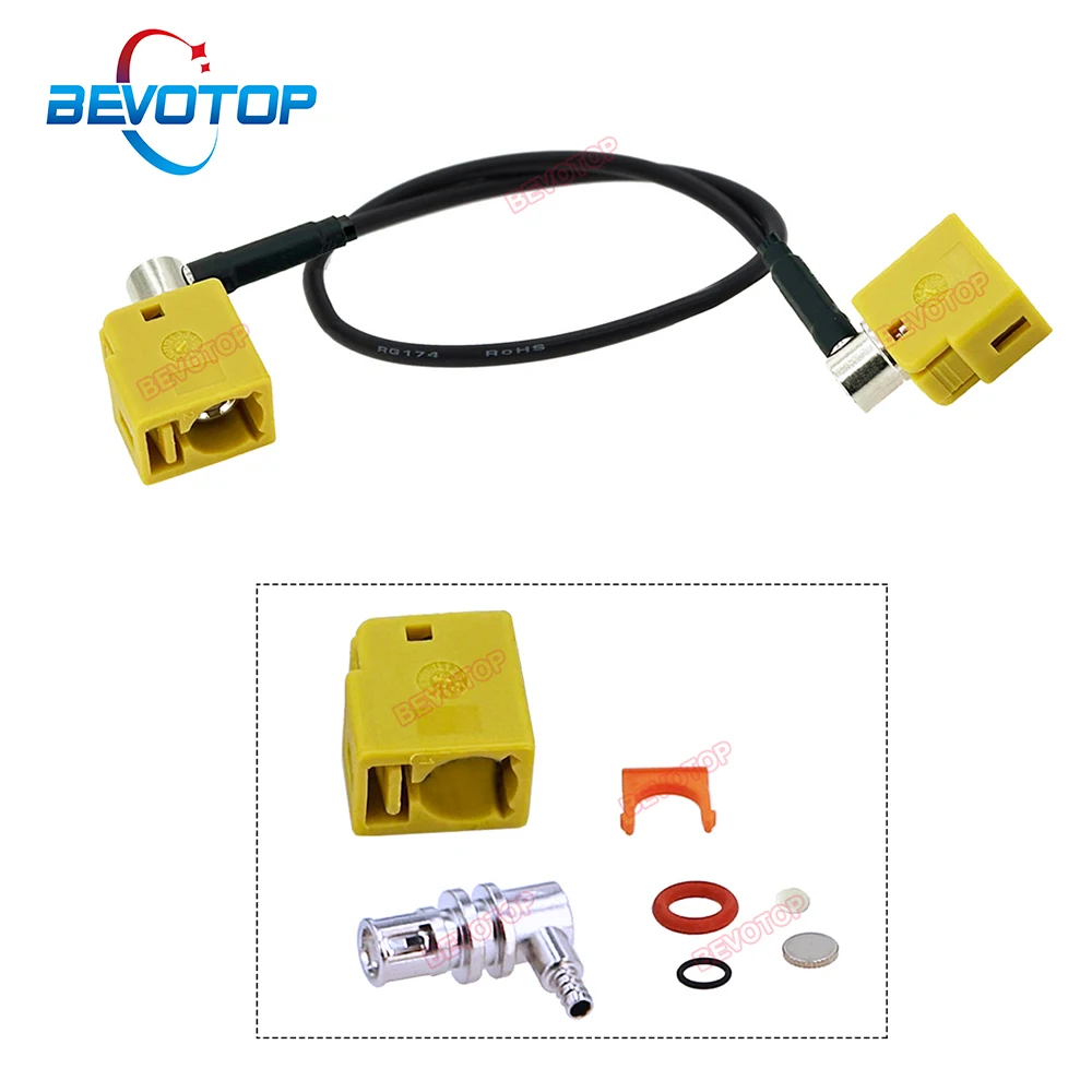 1PCS Waterproof Fakra Cable Curry K Female Right Angle R/A 90° to WP K R/A 90° Jack Fakra RG174 Jumper BEVOTOP Auto Cable
