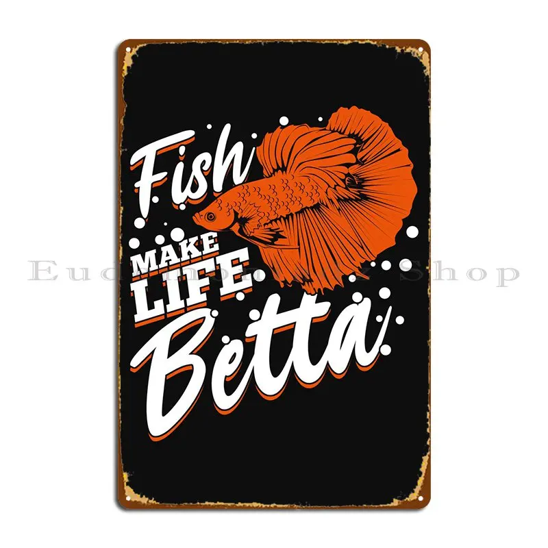 Betta Fish Design Metal Plaque Cinema Character Club Garage Club Bar Tin Sign Poster