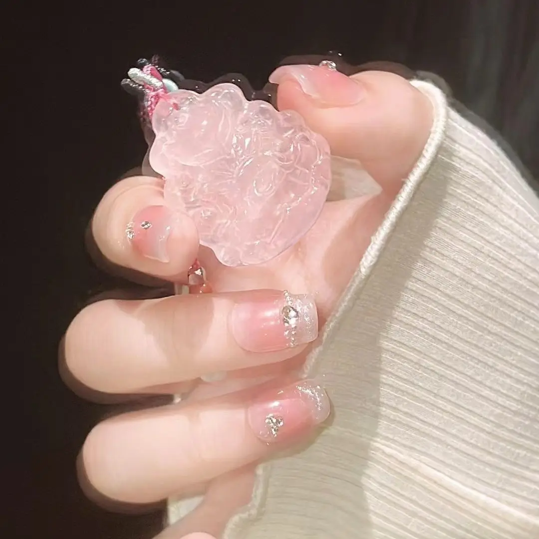 Chinese Style Auspicious Rose Quartz Hand Carved Nine Tailed Fox Pendant Attract Love Good Luck Positive Vibe Jewelry With Handm