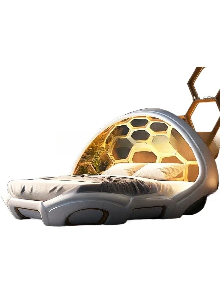 

Cream wind bed honeycomb bed, master bedroom double bed technology sense