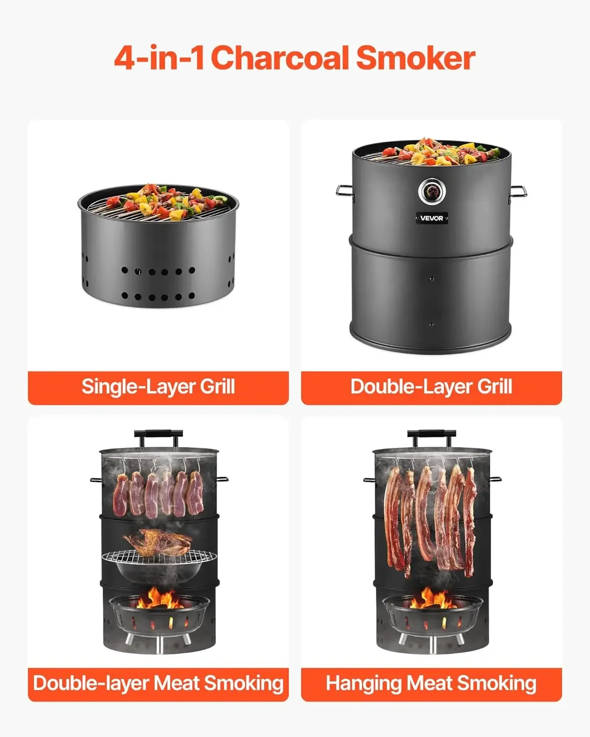 Charcoal Smoker Grill, 18.5