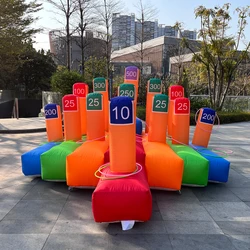 Inflatable Ring Toss Throwing Game with Blower&10pcs Ring Toss,Inflatable Interactive Hoopla Games Carnival Game for events
