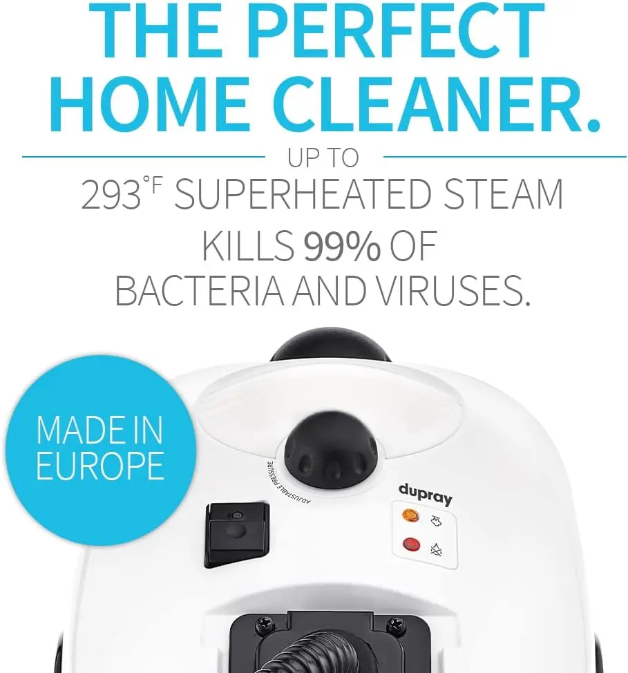 Home-Nettoyeur vapeur de fabrication européenne, tue 99.99% * bactéries, virus pour la désinfection et livres, sols, voitures, carreaux et plus encore