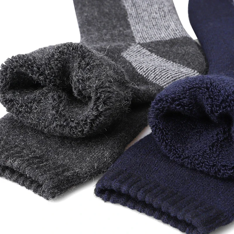 3 Pairs New Thicken Wool Socks Snow Terry Merino Wool Socks Winter Warm Plush Sock for Men Outdoor Sports Middle Tube Socks