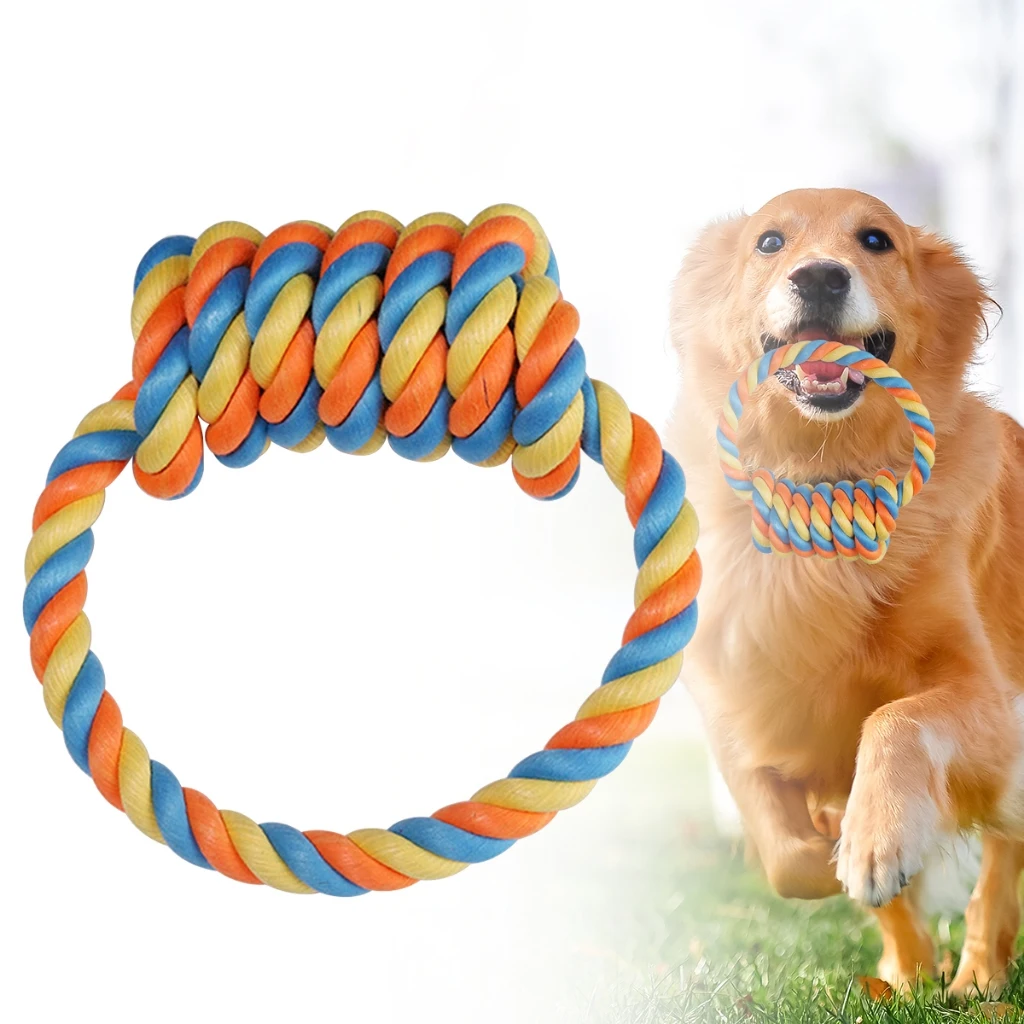 

Newest cotton colored rope bone dog toy teeth grinding toy teeth cleaning pet products(Edible grade cotton rope)