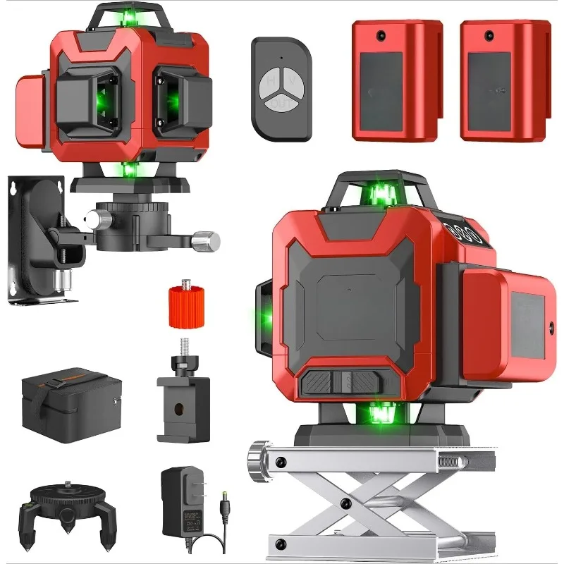 

Лазерный уровень, 4D, 16 линий, лазерный уровень 4x360, самовыравнивающийся инструмент для строительства и рисования, линия зеленого перекреста, вертикальная