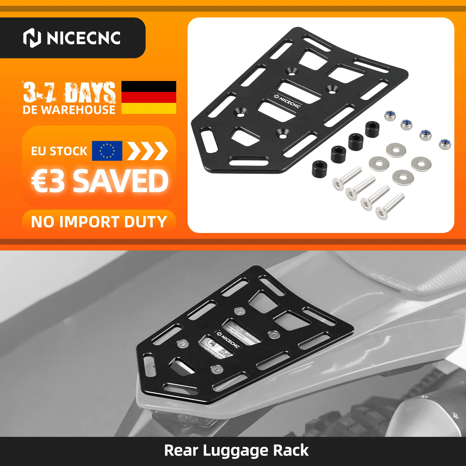 Image of (EU-Lager) Hinterer Gepäckträger für KTM EXC 300 Husaberg Husqvarna Honda Beta GasGas Yamaha Suzuki Kawasaki Sherco TM
