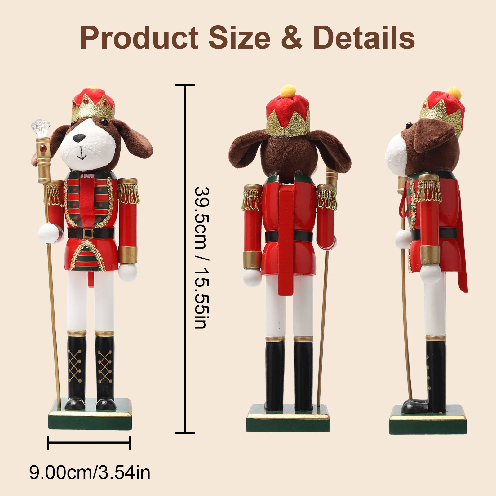 Christmas Nutcracker Decor, Collectible Ornament for Festival Party Outdoor Xmas Gifts Dog