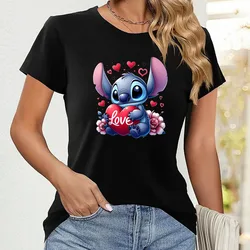 Disney Lilo & Stitch Summer Women Clothes Clothing Short Sleeve Casual Tshirt Print T Shirt Y2K Unisex Tee Top Female Clothes