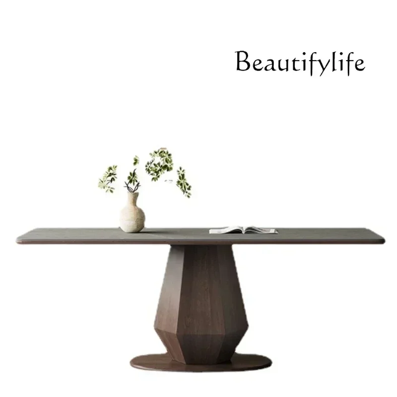zS173xzNordic Rock Plate Dining Table Light Luxury Rectangular Full Support Oak Italian Household Solid Wood Dining Table