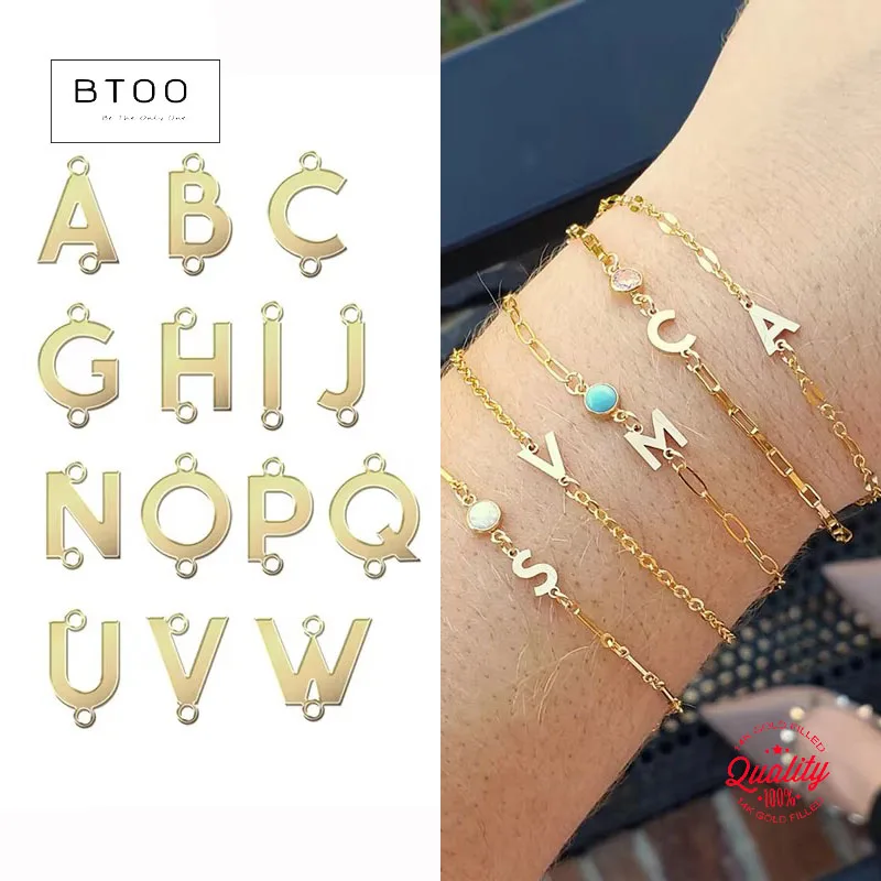 

14K Gold Filled Initial Connector Capital Letter Charm for Permanent Jewelry Wholesale Capital Letter Charm Bracelet Jewelry