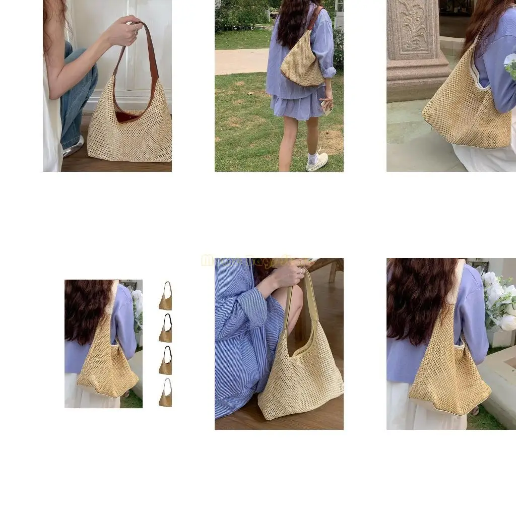 

X90D Women Summer Beach-Bag Handbag Straw Woven Tote Bag Large Capacity Shoulder Bag